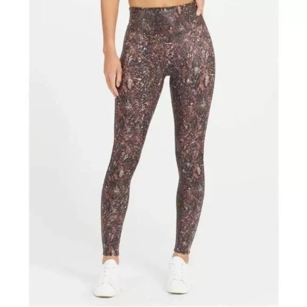 Spanx Faux Leather Snakeskin print high shine leggings